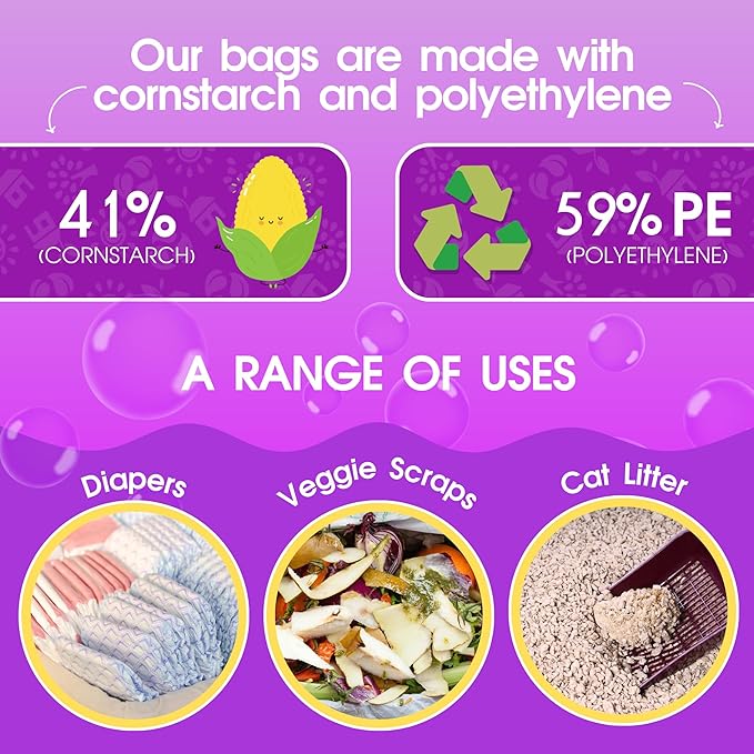 Pet N Pet 200 Counts Lavender Scented Dog Poop Bags Rolls with Tie Handles, 38% Plant Based & 62% PE Poop Bags for Dogs, Extra-Thick Doggie Poo Bag, Pet Waste Bag