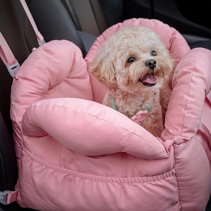 VETRESKA Dog Carrier Dog Car Seat for Small Dogs - Washable Cat Carrier Portable Puppy Bed for Car Seat of Easy Installation Pet Travel Carrier Bed with Storage Pocket & Safety Clip-On Leas