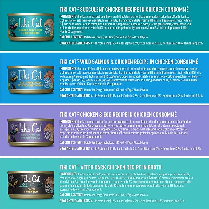 Tiki Cat Chicken Craves Whole Food, Ultimate Variety Pack, 36 Servings of High Protein Meals with Shredded Chicken, Wet Cat Food Mega Pack, 2.8 Ounce Cans (Pack of 36)