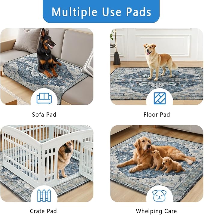 Washable Pee Pads for Dogs 2 Pack, Absorbent Reusable Puppy Pads Waterproof, Leakproof & Non-Slip Whelping Pad, Potty Training Pads for Dogs Playpen Mat 48x48