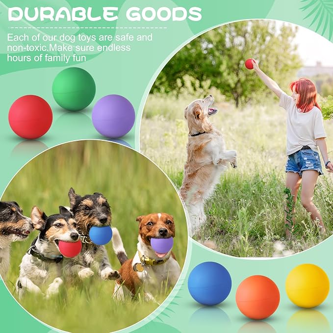 Shappy 12 Pieces Rubber Dog Tennis Balls for Dog Colorful Catching Pet Balls for Fetch Training 2.4 Inch Interactive Bounce and Floatable Toy for Park Beach