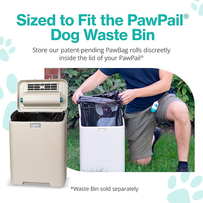 PawPail Trash Can Liners, Dog Poop Disposal Bags, 100% Recycled Plastic, Floral Scented, for PawPail Pet Waste Station, Cat Litter Box, or Outdoor Trash Can | 1 Roll of 20 Large Size Bags