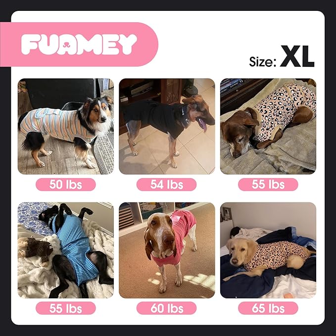 FUAMEY Recovery Suit for Dogs After Surgery,Soft Breathable Dog Bodysuit E-Collar & Cone Alternative Surgical Suit,Male Female Dog Neuter Spay Suits Anti Licking Wounds Onesie Rose Stripes XL