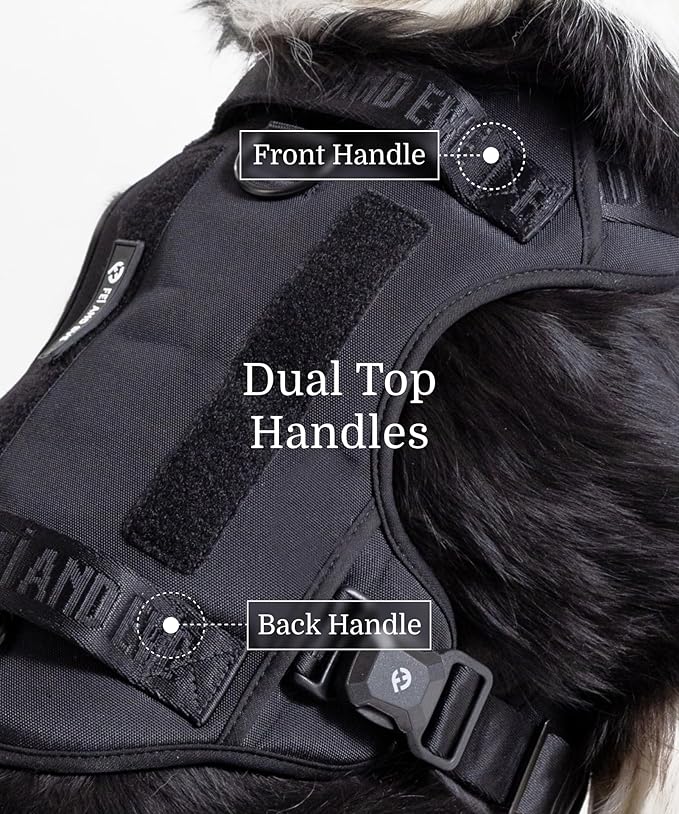 2025 New Edition, Fei & Eve MagEase Dog Harness - 3-Second Magnetic Buckles | 3-Point No-Pull Control | Heavy-Duty 900D Nylon | Dual Safety Handles | Breathable Mesh | Adjustable Fit | Large,Black