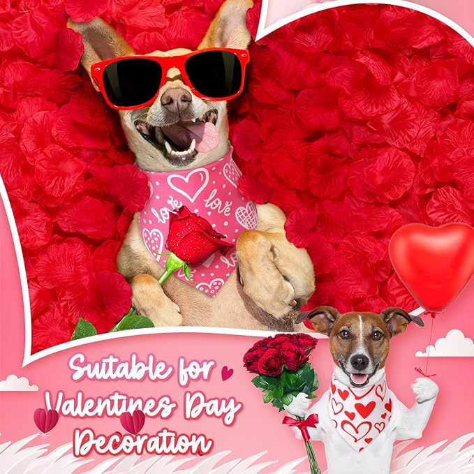 Weewooday 50 Pcs Dog Bandanas Bulk for Dogs Soft Bibs Adjustable Triangle pet Bandana for Small Medium Large Costume(Heart Pattern,25.6 x 17.7 x 17.7 Inch)