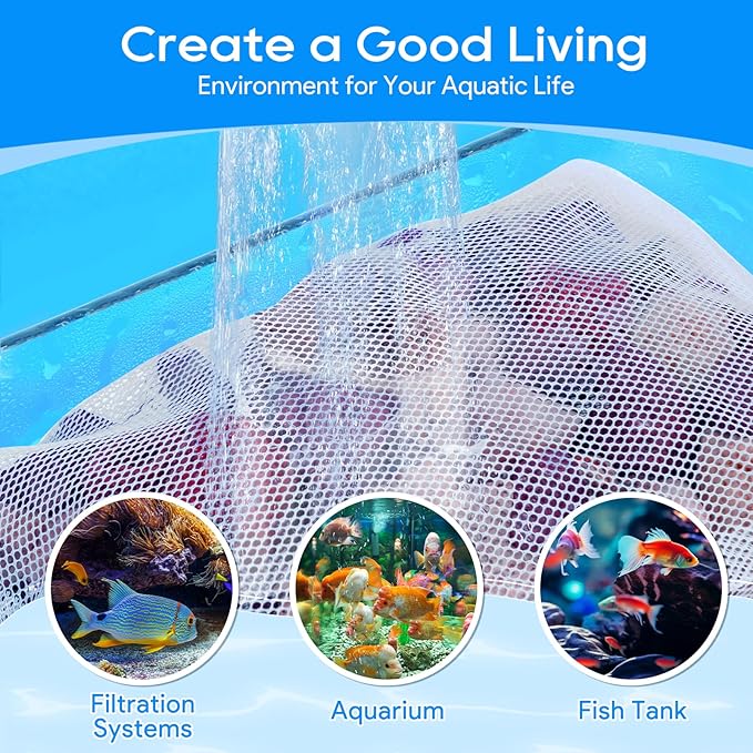 Aquarium Filter Media Bags for Aquarium with Zipper, Fine Mesh Bag Reusable Strong Polyester for Activated Carbon, Bio Filter Balls, Ceramic Rings, Filter Stones, White 10PCS 3.93" x 5.9"