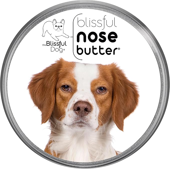 The Blissful Dog Brittany Spaniel Nose Butter for Dry, Cracked Skin, Lick-Safe Dog Nose Balm with Moisturizing Shea Butter, Almond, Olive, and Essential Oils, Pet Supplies, Uncented, 8 oz.
