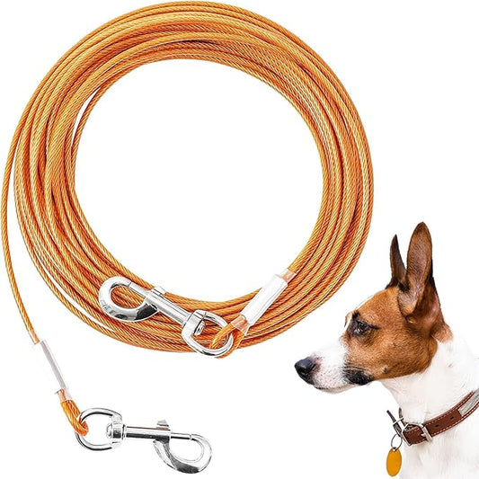 Tie Out Cable for Dogs,100FT Dog Leads,Heavy Duty Tie Out Cable for Large Dogs Up to 125lbs,Durable Dog Runner Tether Line for Outdoor,Yard