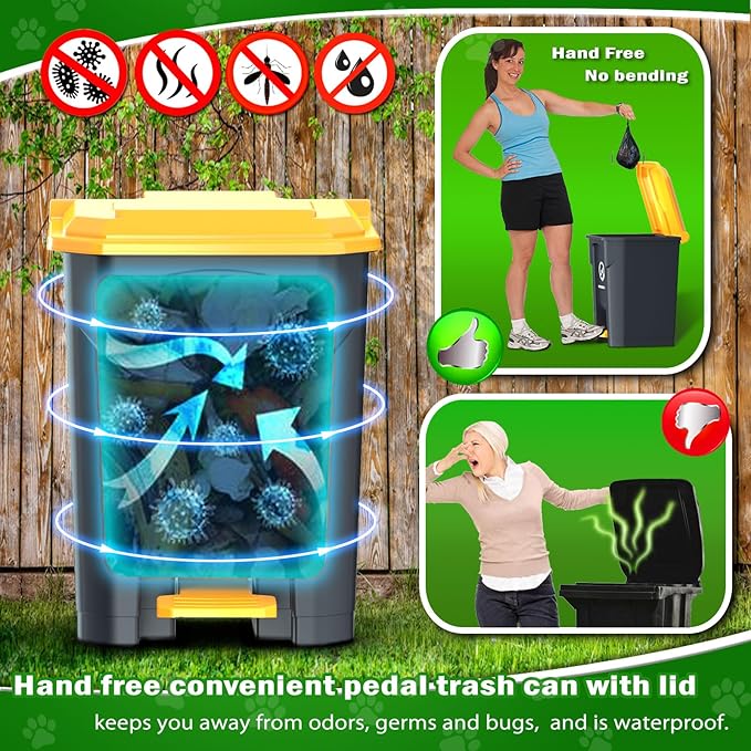 Outdoor Dog Poop Trash Can with Pooper Scooper & 60 Free Poop Bags -15 L/4 Gallon Dog Waste Trash Can Pet Waste Disposal Station with Inner Bucket - Metal Dog Pooper Scooper Great for All Sized Dogs