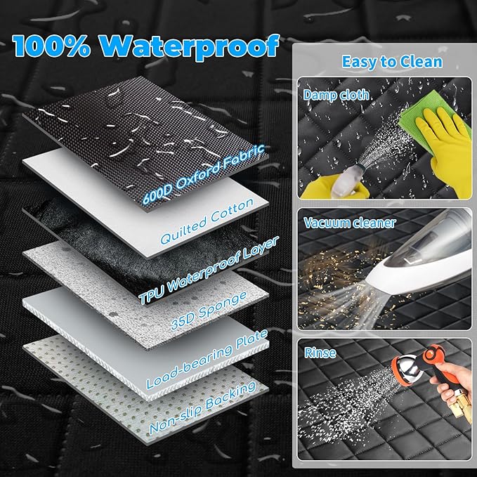 URPOWER Back Seat Extender for Dogs - Hard Bottom Dog Car Seat Cover Holds 400 lbs, Waterproof Dog Hammock Dogs Bed for Cars, SUVs & Small Trucks, Pet Backseat Protector with Mesh Window & Large Space