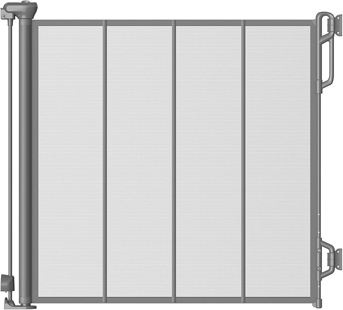 Reinforced Retractable Baby Gate, Mesh Dog Gate, Child Safety Gate for Doorways, Stairs, Hallways, Indoor/Outdoor, Wide Openings -33.5" Tall, Width up to 55" Gray