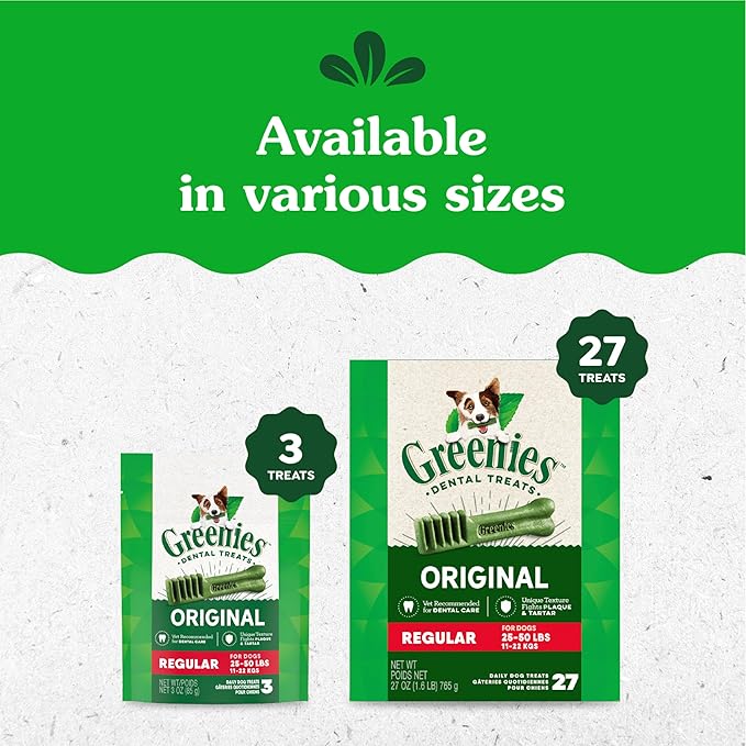 Greenies Original Regular Dental Dog Treats, 12 oz. Pack (12 Treats)