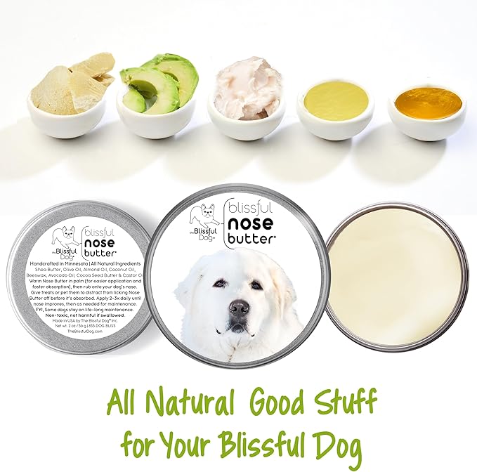 The Blissful Dog Great Pyrenees Nose Butter, Versatile Dog Nose Balm for Dry Nose, Handcrafted Nose Moisturizer, Easy-to-Apply Dog Essentials, Unscented, 2 oz.