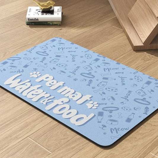 Pet Feeding Mat-Absorbent Dog Mat for Food and Water Bowl-No Stains Quick Dry Water Dispenser Mat-Dog Accessories Pet Supplies-Bowl for Messy Drinkers（PAW,17"x28"