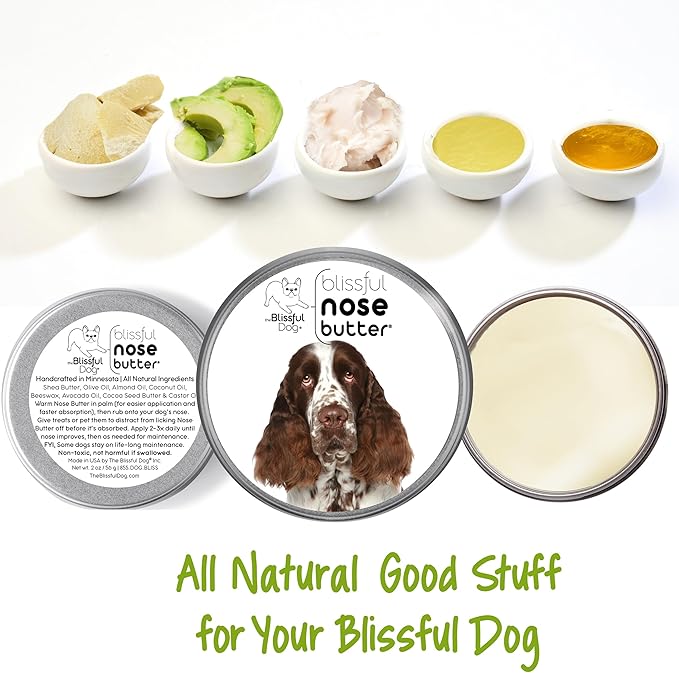 The Blissful Dog Springer Spaniel Nose Butter, Versatile Dog Nose Balm for Dry Nose, Handcrafted Nose Moisturizer, Easy-to-Apply Dog Essentials, Unscented, 1 oz.