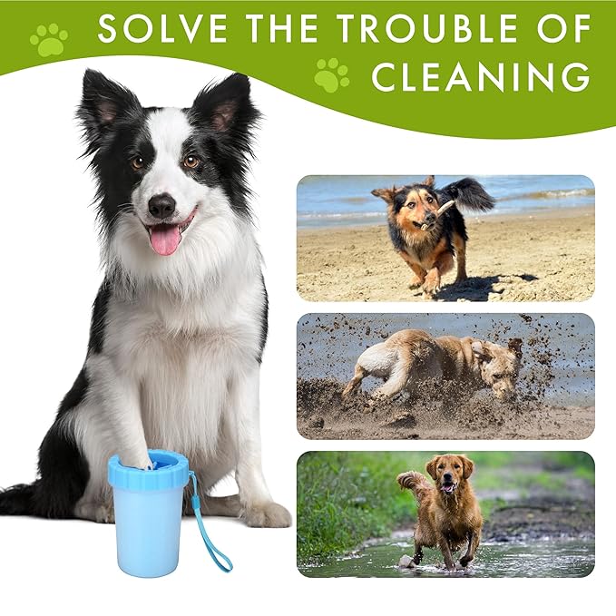 Pet Paw Cleaner Cup–Portable Dog Paw Washer with Soft Silicone Bristles–Easy to Use, Detachable, and Travel-Friendly (Blue)