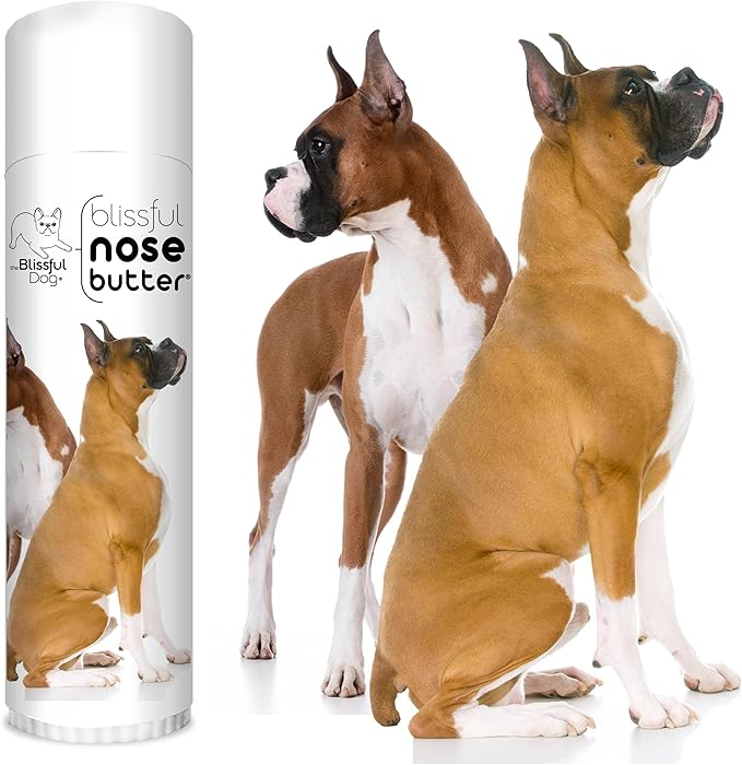 The Blissful Dog Show Boxer Nose Butter for Dry, Cracked Skin, Lick-Safe Dog Nose Balm with Moisturizing Shea Butter, Almond, Olive, and Essential Oils, Pet Supplies, Uncented, 0.50 oz.