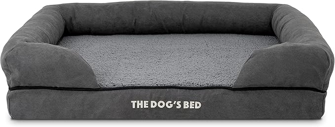 The Dog’s Bed, Medium Grey Plush Memory Foam, Pain Relief: Arthritis, Hip & Elbow Dysplasia, Post Surgery, Lameness, Supportive, Calming, Washable Cover, Veterinary Approved