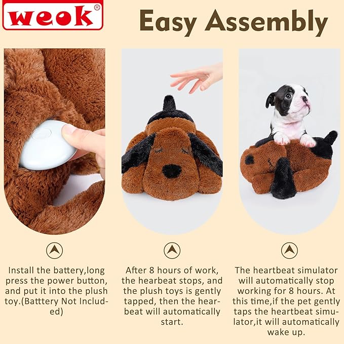 Heartbeat Puppy for Dogs, Heartbeat Helps for Dog Anxiety Relief and Calming Aid, Puppy Heartbeat Stuffed Animal Anxiety Calming Behavioral Aid Puppy Heartbeat Toy Sleep aid for Dogs Cats Pets
