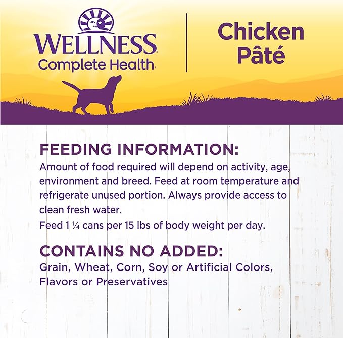Wellness Complete Health Natural Wet Canned Dog Food, Chicken & Sweet Potato, 12.5-Ounce Can (Pack of 12)