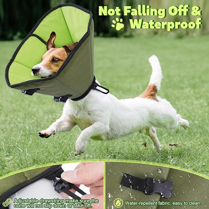 Soft Dog Cone After Surgery: Comfortable Dog Cones Collar for Stop Licking Biting - Adjustable Elizabethan Collar for Dogs fit for Small Medium Large Dogs (Green, XL)