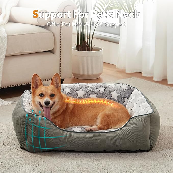 SIWA MARY Dog Bed Medium Size Dog,Waterproof Dog Sofa Beds,Comfort Dog Beds for Medium Dogs with Non-Slip Botttom,S Plus(25"x21"x8") Dark Grey