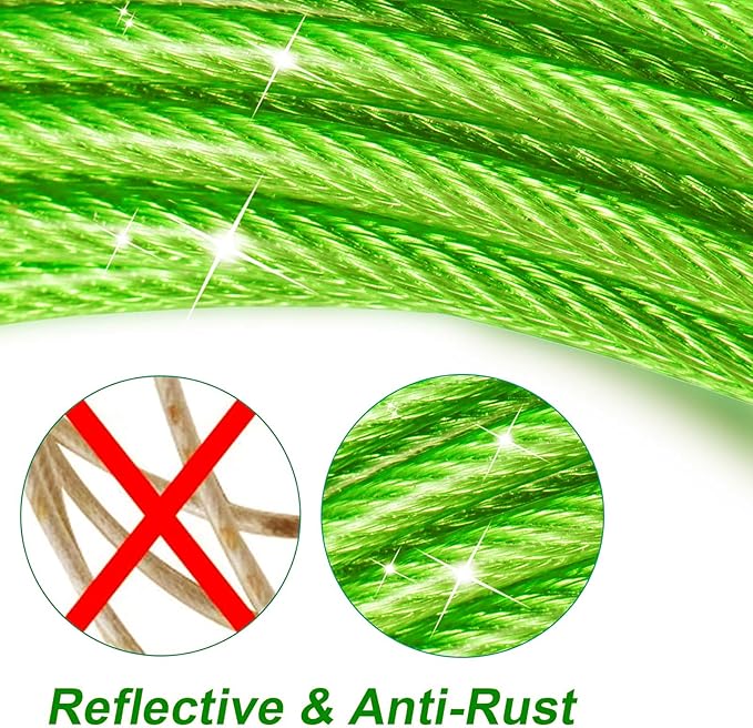 Dog Tie Out Cable for Outside,10FT Heavy Duty Dog Leash&Chains with Swivel Hook,Small-Large Dogs Runner Cable Up to 250lbs, Long Dogs Lead Line for Yard Outdoor and Camping (250lbs 10FT, Green)