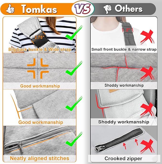 Tomkas Small Dog Sling Carrier - Zipper Pocket & Adjustable Strap - for 3-10 lbs Pets(Grey)