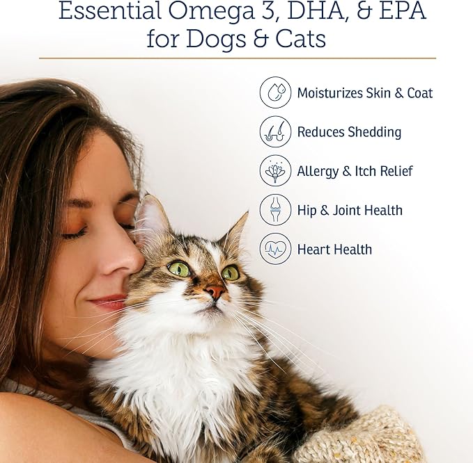 Rx Vitamins Ultra EFA Omega 3 Fish Oil for Dogs & Cats - Promotes Heart, Brain, and Joint Health with Vitamin E, Biotin, and Zinc - Liquid Fish Oil for Itch Relief, Dog Shedding, Coat Health - 8 oz