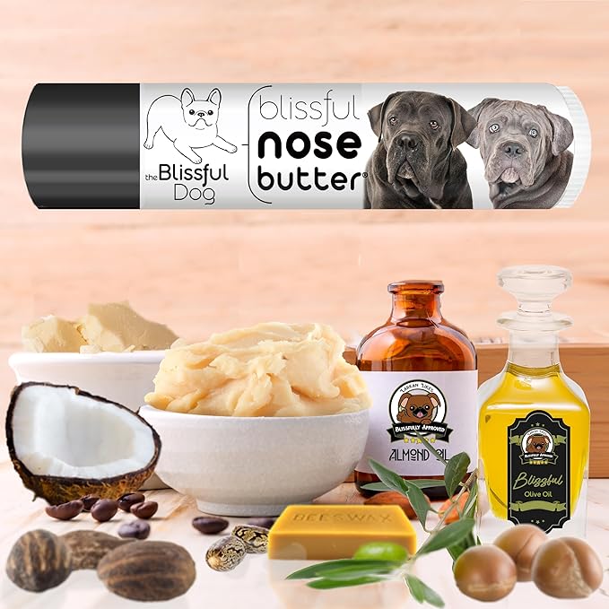 The Blissful Dog Cane Corso Nose Butter for Dry, Cracked Skin, Lick-Safe Dog Nose Balm with Moisturizing Shea Butter, Almond, Olive, and Essential Oils, Pet Supplies, Uncented, 0.15 oz.
