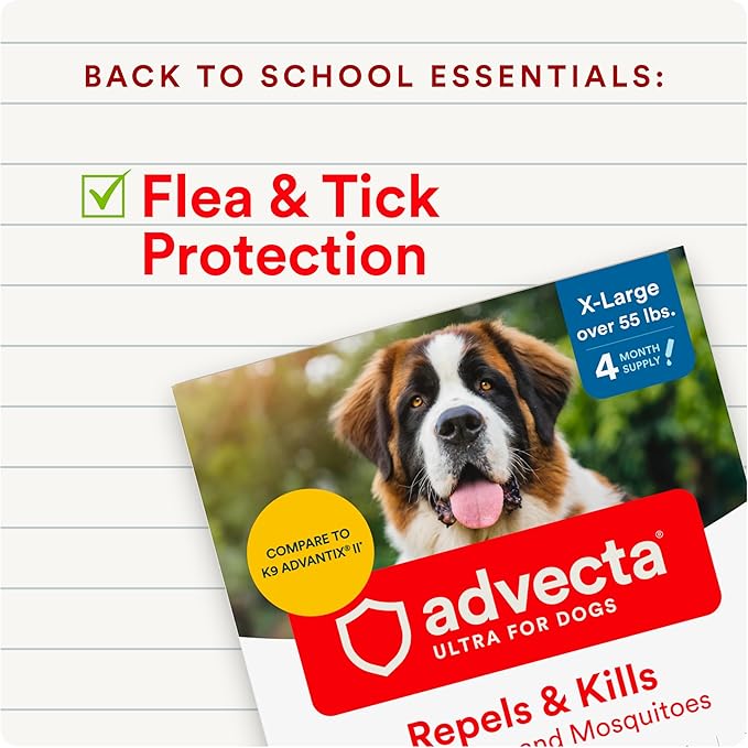 Ultra Flea And Tick Prevention For Dogs - Dog and Puppy Treatment and Control - Mosquito Repellent - XL, Fast Acting Waterproof Topical Drops, 4 Month Supply