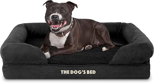 The Dog’s Bed, Medium Black Faux PL 30x23.5, Memory Foam, Pain Relief: Arthritis, Hip & Elbow Dysplasia, Post Surgery, Lameness, Supportive, Calming, Washable Cover, Veterinary Approved