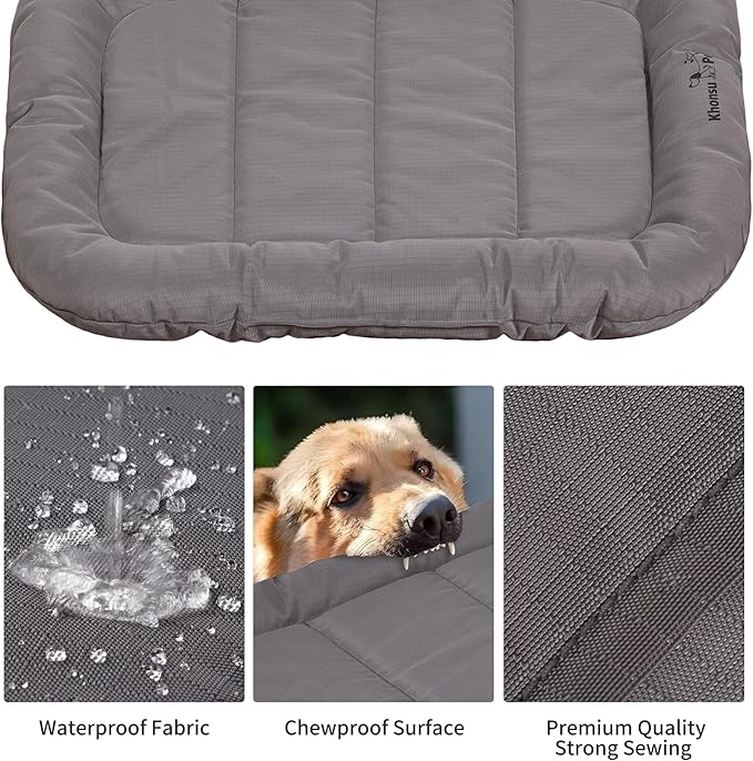 KHONSU PET Durable Dog Bed Tough and Tear Proof Dog Crate Bed, 800lbs Tear Strength PVC-Backed Waterproof Ped Bed Mat Indoor & Outdoor Use for Dogs up to 35 lbs