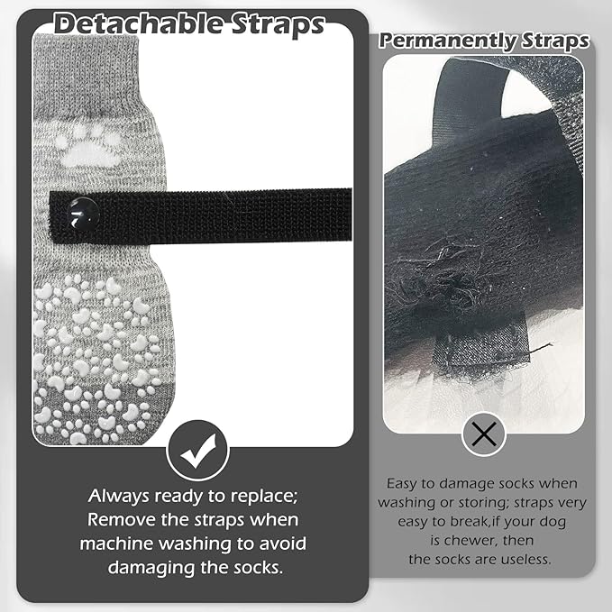 EXPAWLORER Anti Slip Dog Socks to Prevent Licking Paws, Dog Shoes for Hot Pavement, Dog Booties for Small Medium Large Senior Dogs, Traction Control Dog Boots & Paw Protectors for Hardwood Floors