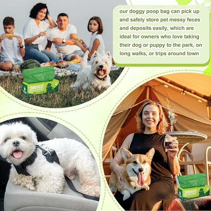 Harloon 6000 Counts Dog Poop Waste Bags 30 Rolls 12 x 8 Inches Extra Thick Strong Leak PET Proof Bags Disposable Bulk Universal Doggy Roll Waste Box for Puppy Outdoor Walking Travel(Deep Green)