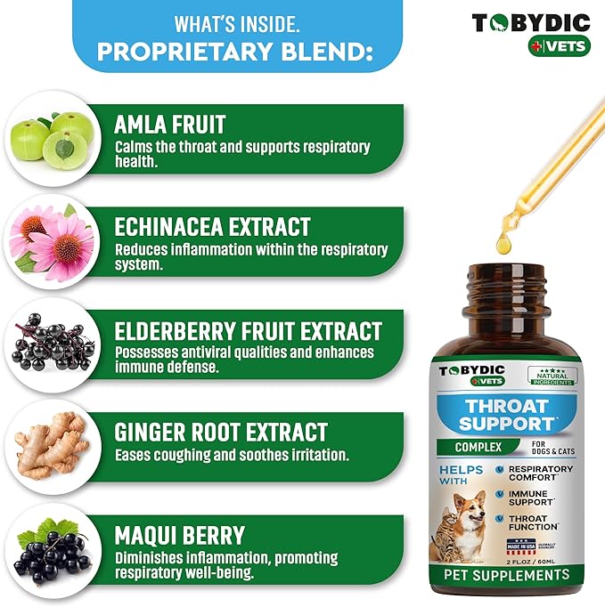 Dry & Wet Kennel Cough Natural Medicine & Relief for Dogs and Cats - Herbal Treatment Support Helps to Soothe Throat & Respiratory Trachea Comfort Supplement for Pets - Made in USA