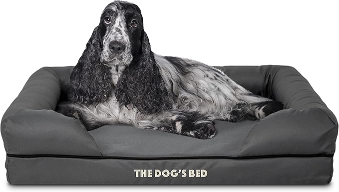The Dog’s Bed Medium Oxford Grey 30x23.5, Memory Foam, Pain Relief: Arthritis, Hip & Elbow Dysplasia, Post Surgery, Lameness, Supportive, Calming, Waterproof Washable Cover, Veterinary Approved