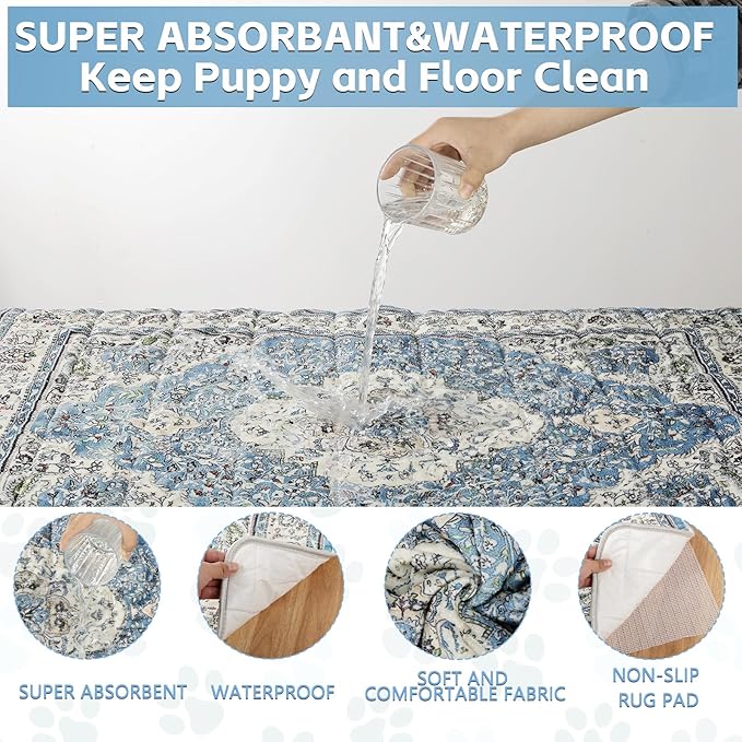 Washable Thickened Pee Pads for Dogs, 2 Pack (36"x42") Upgrade Reusable Puppy Pads with Non-Slip Rug, Super Absorbent Leakproof Puppy Training & Whelping Pads for Dogs, Doggie