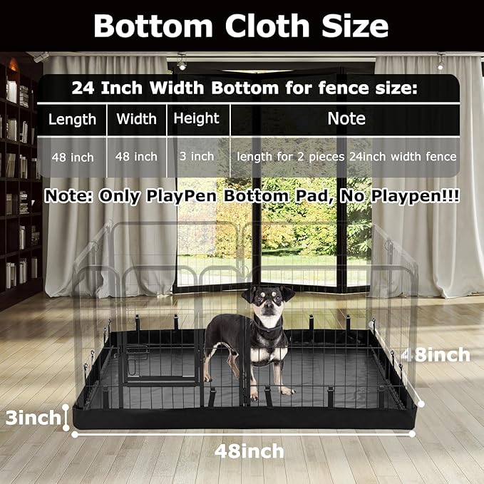 PJYuCien Rectangle Dog Playpen Bottom Pad - Fits 8 Panels 32" Width Metal Dog Pen -64"x64" Size 600D Oxford Cloth Waterproof Playpen Bottom Pad (Note: No Playpen)