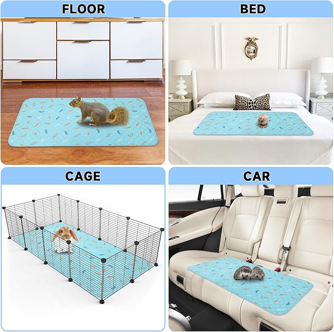 Sunheir Washable Pee Pads for Dogs Extra Large 36" x 48" 2-Pack Reusable Puppy Pads Pet Training Pads, Whelping Pad, Non-Slip Protects Against Urine Leakage (Leaves - Sky Blue, 36x48)