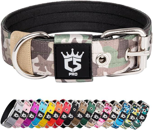 TSPRO Tactical Dog Collar 1.25 Inch Wide Thick Dog Collars with Heavy Duty Metal Buckle, Durable, Strong, Adjustable for Small Dogs (Military Green S)