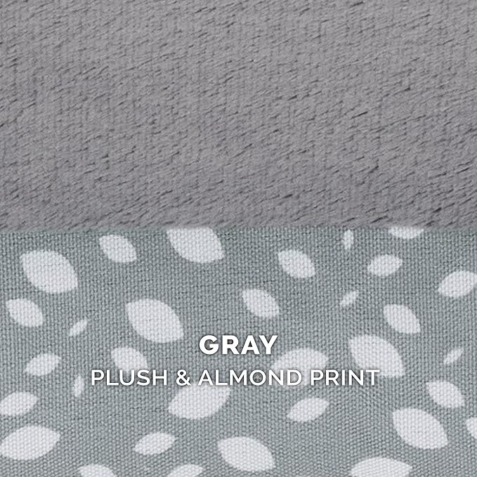 Furhaven Cooling Gel Dog Bed for Large Dogs w/ Removable Bolsters & Washable Cover, For Dogs Up to 125 lbs - Plush & Almond Print L Shaped Chaise - Gray Almonds, Jumbo Plus/XXL