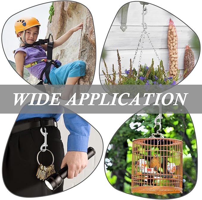 ERKOON 3.5 inch Double Ended snap Hooks,110lbs Metal Clips Load Capacity Zinc Alloy Double Sided Clips Heavy Duty Trigger Snap for Dogs Leashes/Water Bucket/Horse Feed/Hammocks Bolt snap