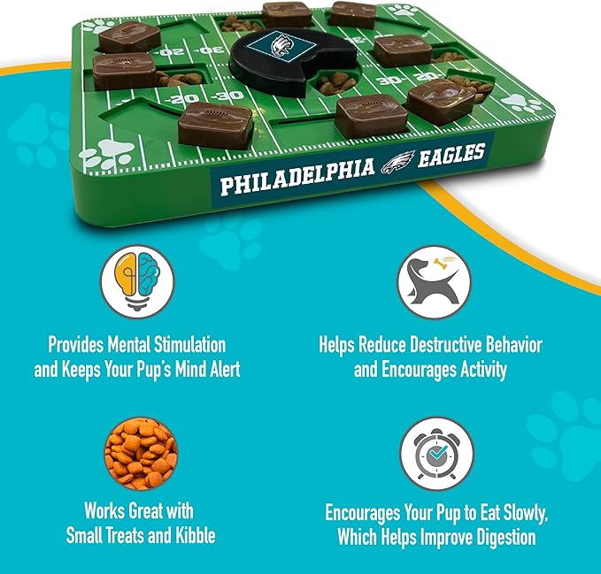 Pets First NFL Philadelphia Eagles Puzzle, Interactive Dog Treat Puzzle Toy