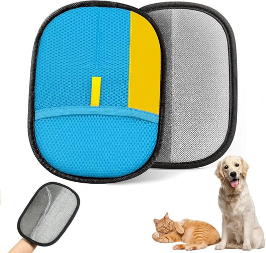 Upgraded pet Hair Removal Gloves, Reusable pet Hair Removal Gloves, Powerful cat and Dog Hair Removal, Suitable for Clothes、Sofas、Carpets、car Seats etc. (2PCS Blue)