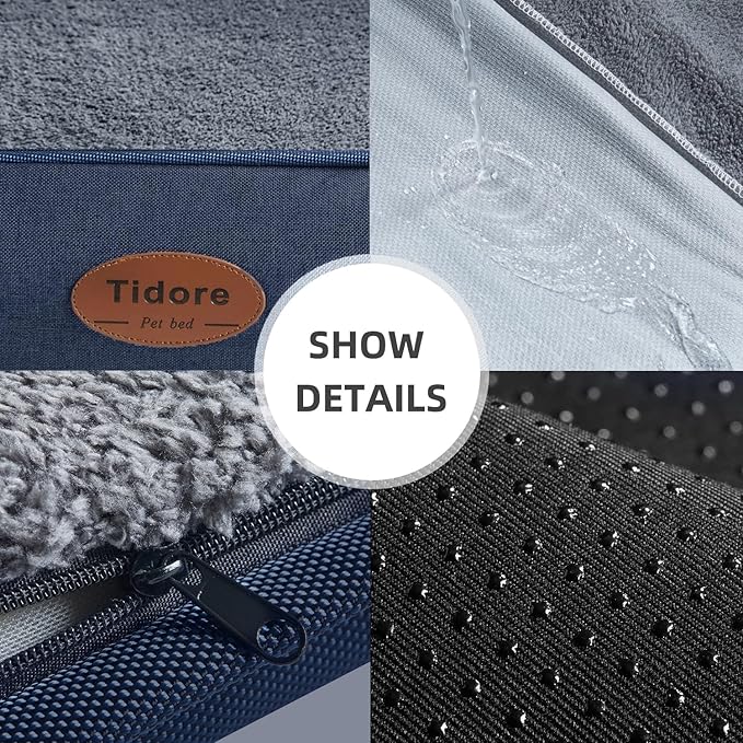 Orthopedic Dog Beds for Medium Dogs, Durable Egg Crate Foam Sofa Dog Bed wit Washable Removable Cover,Waterproof Lining,Pet Bed for Large Dogs (Dark Grey-Velvet, 26.4" L x 21.7" W x 6.2" Th)