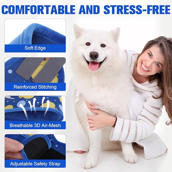 PAWCHIE Dog Grooming Hammock Harness for Dogs & Cats with Pet Nail Clipper Trimmer - Cat Hanger Sling for Trimming Clipping Nails- Dog Hammock Restraint Bag for Small Medium Large Dog, Navy Blue M