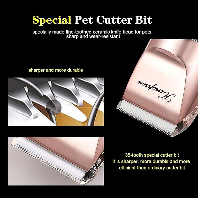 Dog Clippers for Grooming, Professional 5000mAh Battery Dog Trimmer for Thick Hair,Heavy Duty Cordless Dog Trimmer for Grooming, Low Noise with Guard Combs for Dog Cat