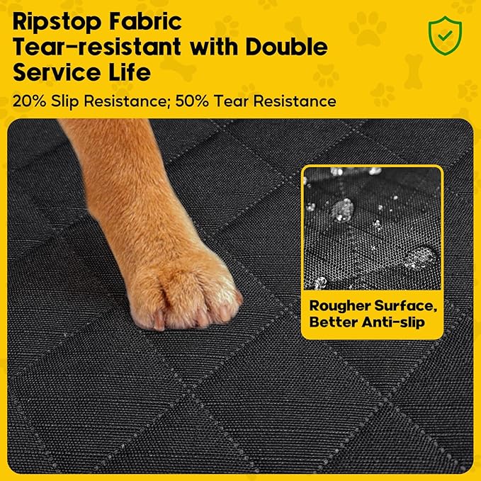 Tough Truck Dog Seat Cover for Back Seat, Dog Hammock for Car Extender with Hard Bottom,Rip-Stop 100% Waterproof Pet Seat Protector for F150/RAM1500/Silverado