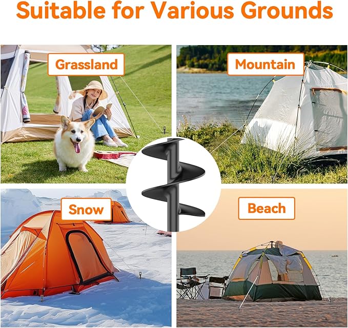 Dog Tie Out Stake, Heavy Duty Dog Tie Out Stake for Large Dogs up to 210 lbs, Ground Anchor for a Dog Cable, Leash, Lead Tether, Dog Accessories Trampoline Stakes 1-Pack (Black)